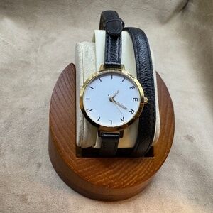 Women's Feral Gold Watch with Black Leather Band
